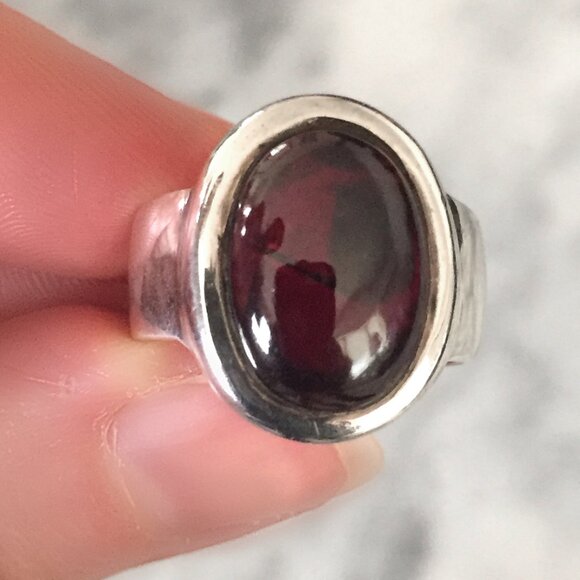 Vintage Natural Red Stone (Garnet?) Sterling Silver Ring, Size 6.25 Stamped 925 - Picture 5 of 11